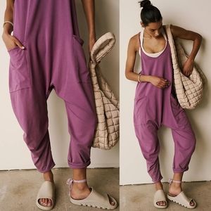 New Free People FP Movement Hot Shot Onesie Plum Jam M Jumpsuit Romper Purple